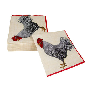 Caspari Le Coq Ivory Napkin Cocktail 10350C