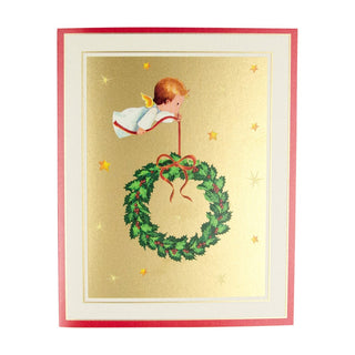 Caspari Baby Angel With Wreath Petite Boxed Christmas Cards - includes 15 cards & envelopes 104004