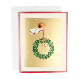 Caspari Baby Angel With Wreath Petite Boxed Christmas Cards - includes 15 cards & envelopes 104004