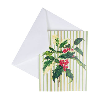 Caspari Holly Sprig Petite Boxed Christmas Cards - includes 15 cards & envelopes 104005