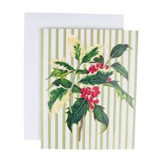 Caspari Holly Sprig Petite Boxed Christmas Cards - includes 15 cards & envelopes 104005