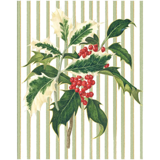 Caspari Holly Sprig Petite Boxed Christmas Cards - includes 15 cards & envelopes 104005