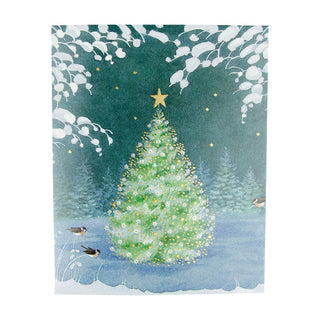 Caspari Snowflake Tree A-Size Boxed Christmas Cards - 15 Cards And Envelopes 104010