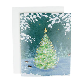 Caspari Snowflake Tree A-Size Boxed Christmas Cards - 15 Cards And Envelopes 104010