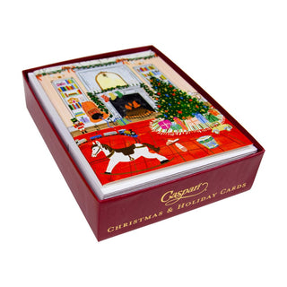 Caspari Christmas At Home Petite Boxed Christmas Cards - includes 15 cards & envelopes 104013