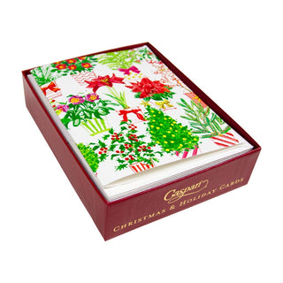 Caspari Christmas Flower Market Petite Boxed Christmas Cards - includes 15 cards & envelopes 104017