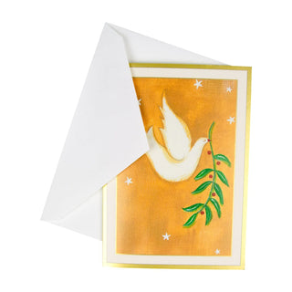 Caspari Peace Dove With Holly Branch B-Size Boxed Christmas Cards - 15 Cards And Envelopes 104103