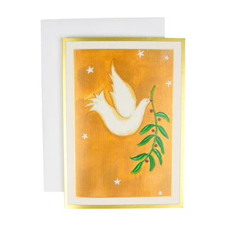 Caspari Peace Dove With Holly Branch B-Size Boxed Christmas Cards - 15 Cards And Envelopes 104103