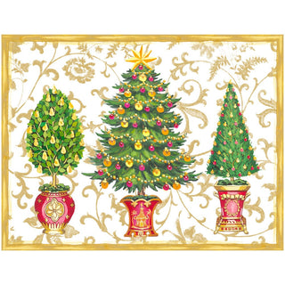Caspari Gilded Trees Classic Boxed Christmas Cards - includes 15 cards & envelopes 104210