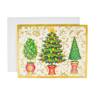 Caspari Gilded Trees Classic Boxed Christmas Cards - includes 15 cards & envelopes 104210