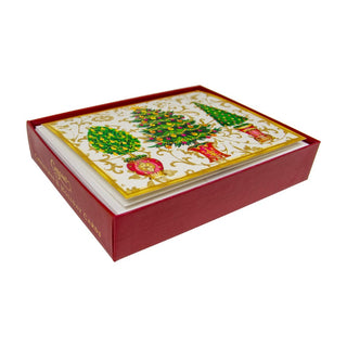 Caspari Gilded Trees Classic Boxed Christmas Cards - includes 15 cards & envelopes 104210