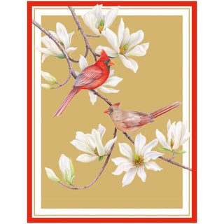 Caspari Cardinals And Magnolia Classic Boxed Christmas Cards - includes 15 cards & envelopes 104213