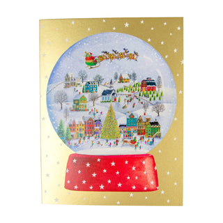 Caspari Winter Village Snowglobe C-Size Boxed Christmas Cards - 15 Cards And Envelopes 104214