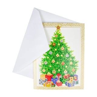 Caspari Christmas Tree & Ceramic Ornaments D-Size Boxed Christmas Cards - 15 Cards And Envelopes 104305