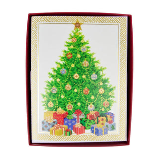 Caspari Christmas Tree with Ceramic Ornaments Large Boxed Christmas Cards - includes 15 cards & envelopes 104305