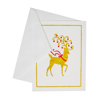 Caspari Reindeer Embossed Large Boxed Christmas Cards - includes 10 Boxed Christmas Cards 104309