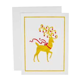 Caspari Reindeer Embossed Large Boxed Christmas Cards - includes 10 Boxed Christmas Cards 104309