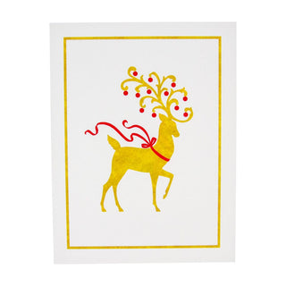Caspari Reindeer Embossed Large Boxed Christmas Cards - includes 10 Boxed Christmas Cards 104309
