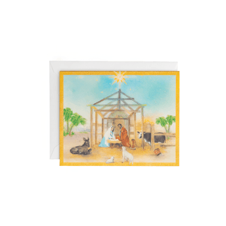 Caspari Peaceful Creche Scene Petite Boxed Christmas Cards - includes 15 cards & envelopes 105002