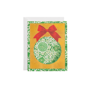Caspari Green Ceramic Ornament Petite Boxed Christmas Cards - includes 15 cards & envelopes 105003