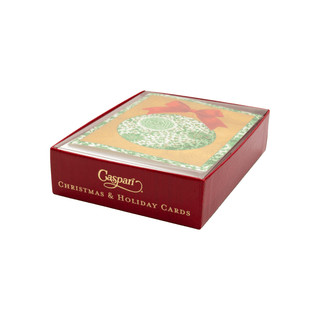 Caspari Green Ceramic Ornament Petite Boxed Christmas Cards - includes 15 cards & envelopes 105003