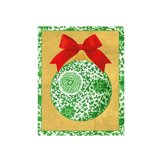 Caspari Green Ceramic Ornament Petite Boxed Christmas Cards - includes 15 cards & envelopes 105003