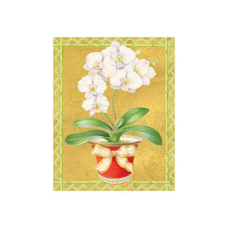 Caspari White Orchid In Red Pot Petite Boxed Christmas Cards - includes 15 cards & envelopes 105005