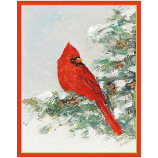 Caspari CARDINAL AND EVERGREEN CHRISTMAS CARD BOX A SIZE 15 IN 105009