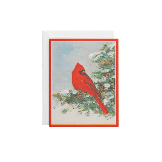 Caspari Cardinal And Evergreen Petite Boxed Christmas Cards - includes 15 cards & envelopes 105009