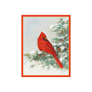 Caspari Cardinal And Evergreen Petite Boxed Christmas Cards - includes 15 cards & envelopes 105009