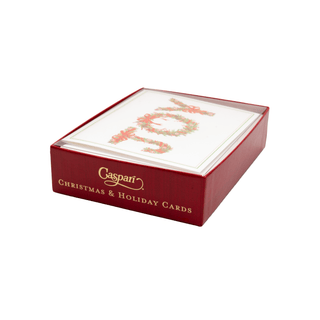 Caspari Joy Peppermint Garland Petite Boxed Christmas Cards - includes 15 cards & envelopes 105013