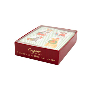 Caspari Presenting Pets Petite Boxed Christmas Cards - includes 15 cards & envelopes 105014