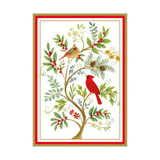 Caspari Cardinals And Twining Branch Small Boxed Christmas Cards - includes 15 cards & envelopes 105105