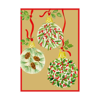 Caspari Botanical Ornaments Small Boxed Christmas Cards - includes 15 cards & envelopes 105106
