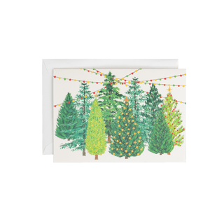 Caspari Lighted Christmas Trees Small Boxed Christmas Cards - includes 15 cards & envelopes 105108