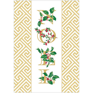 Caspari BOTANICAL NOEL AND FRETWORK CHRISTMAS CARD BOX B SIZE 15 IN 105109