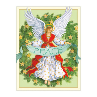 Caspari Angel Peace Wreath Classic Boxed Christmas Cards - includes 15 cards & envelopes 105204