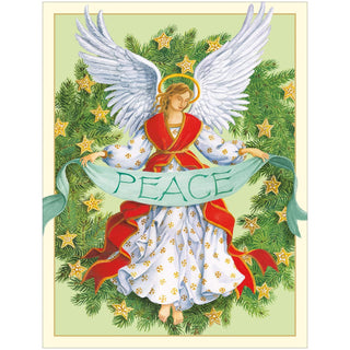 Personalization by Caspari Angel Peace Wreath Personalized Christmas Cards 105204PG