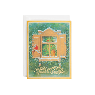 Caspari Wintry Window View Classic Boxed Christmas Cards - includes 15 cards & envelopes 105205