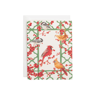 Caspari Winter Birds And Berries Classic Boxed Christmas Cards - includes 15 cards & envelopes 105206