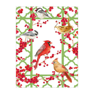 Caspari Winter Birds And Berries Classic Boxed Christmas Cards - includes 15 cards & envelopes 105206