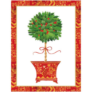 Caspari HOLLY TOPIARY IN RED POT CMAS C SIZE 15 IN 105207