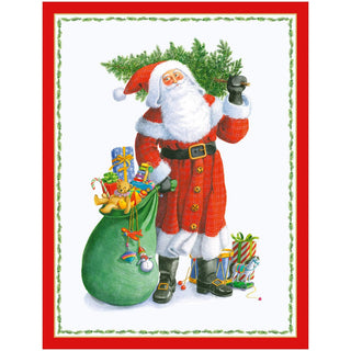 Caspari Santa Carrying Tree Boxed Christmas Cards - includes 15 Boxed Christmas Cards 105209