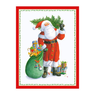 Caspari Santa Carrying Tree Classic Boxed Christmas Cards - includes 15 cards & envelopes 105209