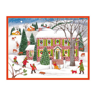 Caspari Snow Fun Classic Boxed Christmas Cards - includes 15 cards & envelopes 105211