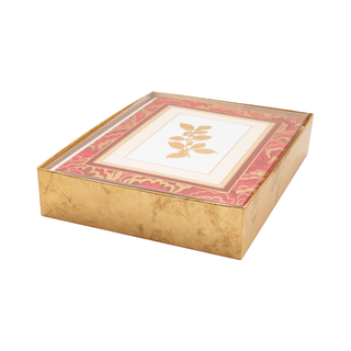 Caspari Holly Sprig Marbled Foil Classic Boxed Christmas Cards - includes 10 cards & envelopes 105217