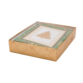 Caspari Christmas Tree Marbled Foil Classic Boxed Christmas Cards - includes 10 cards & envelopes 105218