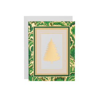 Caspari Christmas Tree Marbled Foil Classic Boxed Christmas Cards - includes 10 cards & envelopes 105218