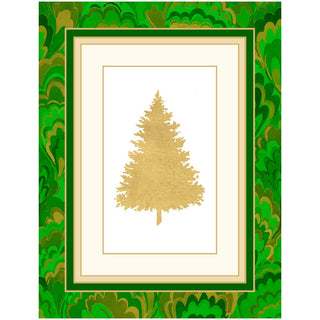 Personalization by Caspari Christmas Tree Marbled foil Personalized Christmas Cards 105218PG