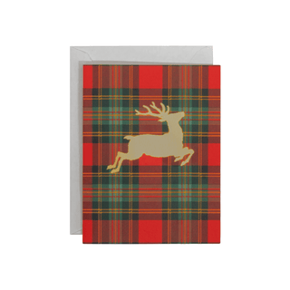 Caspari Reindeer Tartan Foil Classic Boxed Christmas Cards - includes 10 cards & envelopes 105219